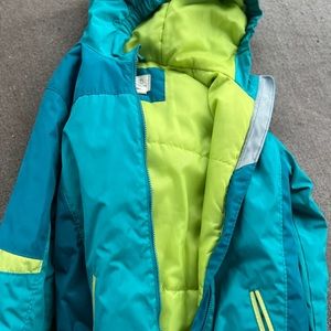 lands End 10/12 jacket lime green and turquoise
